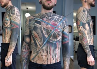 Watercolour tattoo: bodysuit