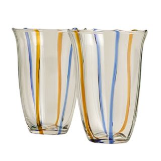 Set of 2 Colour Stripe Hi Ball Glasses