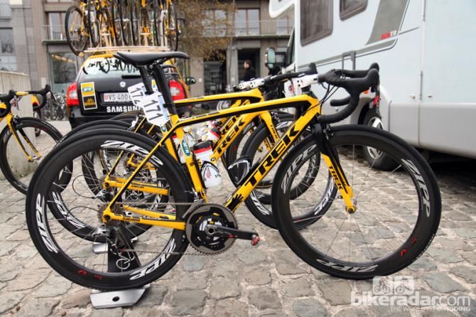 Trek is once again using a black-and-yellow color scheme on its Madone but this time it's for the new MTN-Qhubeka team.