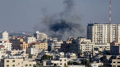 Smoke billows from Gaza City following Israeli military shelling