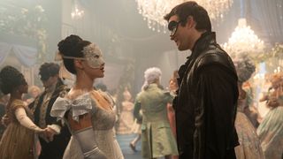 Benedict and Sophie look at each other on the dancefloor