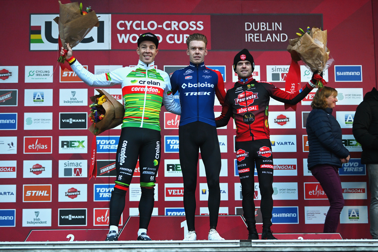 Final podium in Dublin: from L-R - Sweeck, Ronhaar and Iserbyt