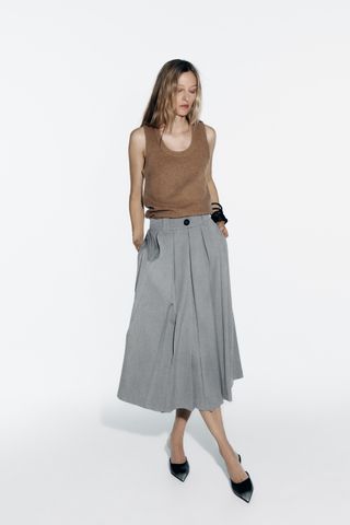 Pleated Midi Skirt