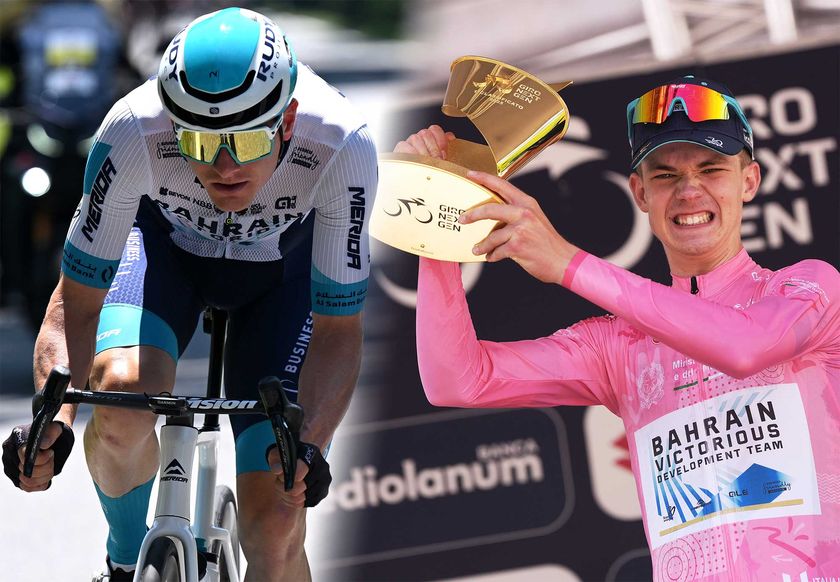 A split image of Matej Mohoric and Jakob Omrzel