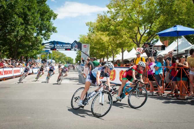Racers corner on to College Avenue during the final lap.
