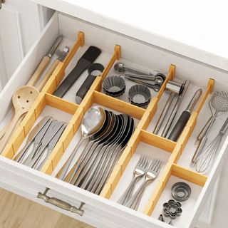 A kitchen drawer organizer