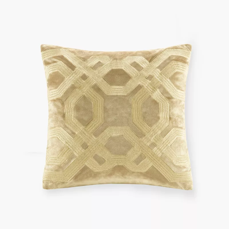 Livn&amp;nbsp;co. Traditional Braided Square Decorative Pillow, Gold