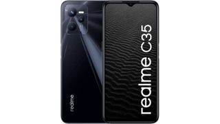 Front and rear views of Realme C35 budget smartphone