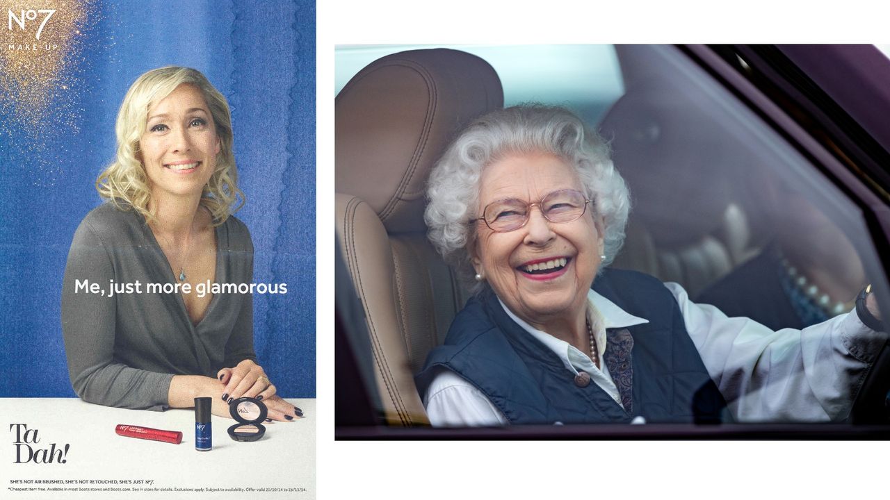 No7 advertisement ‘Me, Just More Glamorous’, 2014; The Queen, in relaxed dress with her signature pink lip
