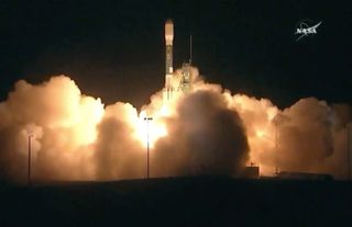 A United Launch Alliance Delta II rocket carrying the Joint Polar Satellite System-1 weather satellite launches into space from Vandenberg Air Force Base in California on Nov. 18, 2017.