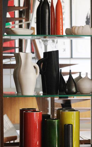 Ceramics by Georges Jouve and Denise Gatard in Simons' Belgium home