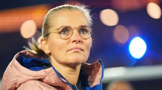 Sarina Wiegman looks on during the Lionesses' World Cup final defeat to Spain in August 2023.