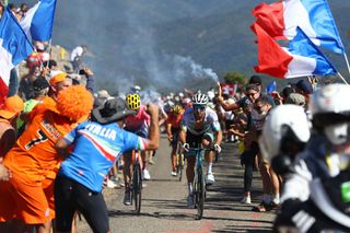 GARD FRANCE SEPTEMBER 03 Neilson Powless of The United States and Team EF Pro Cycling Alexey Lutsenko of Kazahkstan and Astana Pro Team Le Teil to Mont AigoualGard 1560m Fans Public during the 107th Tour de France 2020 Stage 6 a 191km stage from Le Teil to Mont AigoualGard 1560m TDF2020 LeTour on September 03 2020 in Gard France Photo by Michael SteeleGetty Images