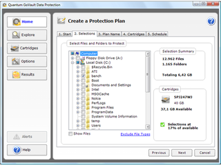 File selection for backup is easy.
