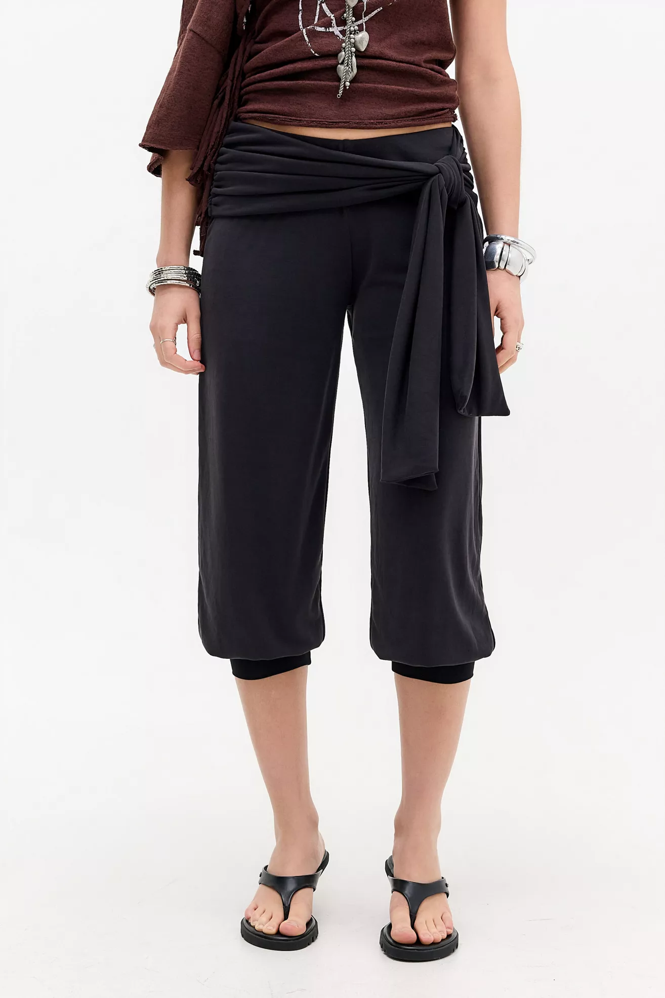 Silence + Noise Cupro Pantaloon Capri Trousers