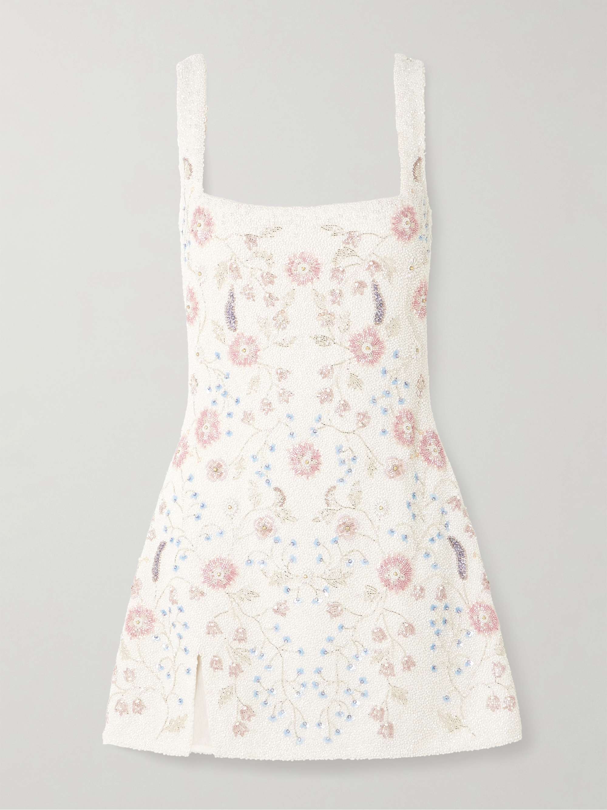 Meadow Embellished Beaded Stretch-Tulle Mini Dress