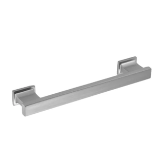 A silver cabinet pull bar