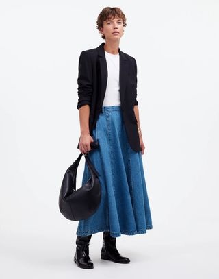 MW, Denim Circle Midi Skirt in Java Wash