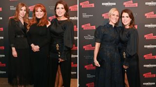 L-Princess Beatrice, Sarah Ferguson and Princess Eugenie, R-Zara Tindall and Princess Eugenie