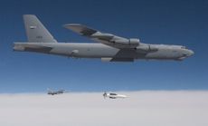 A B-52 releases a test version of the Massive Ordinance Penetrator