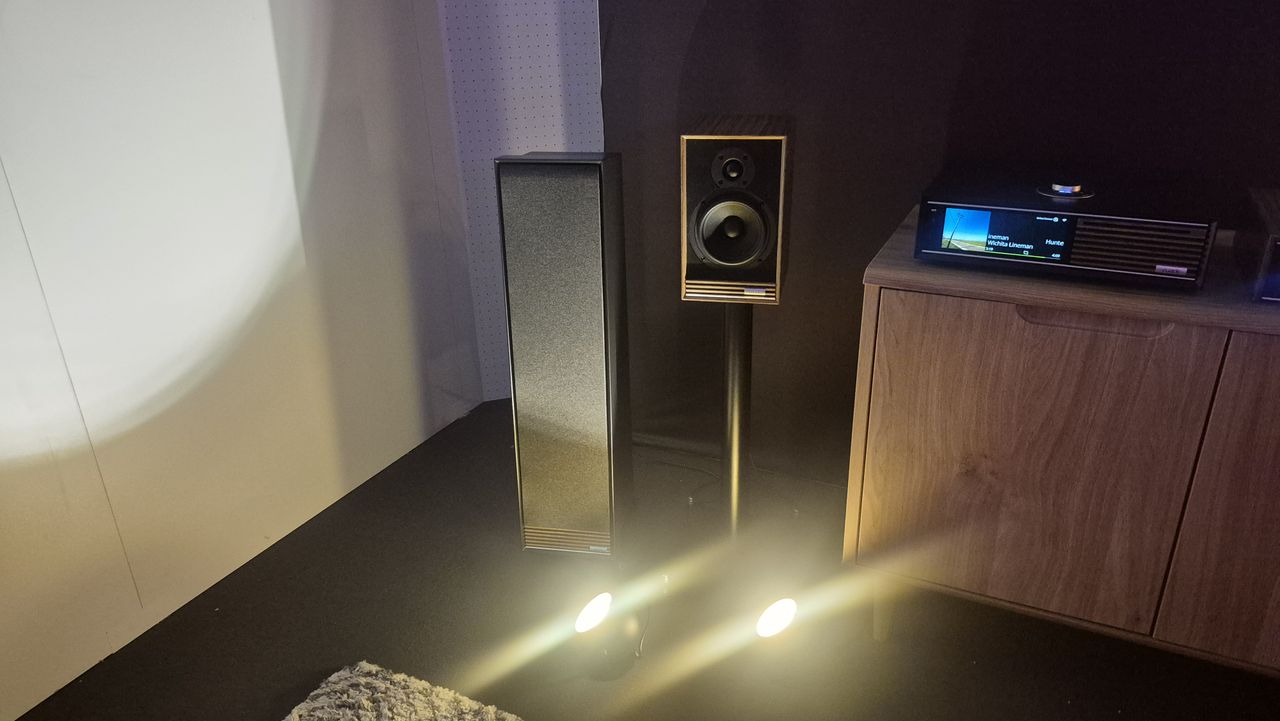 Ruark Talisma-R speaker in the center of the shot, at High End Vienna