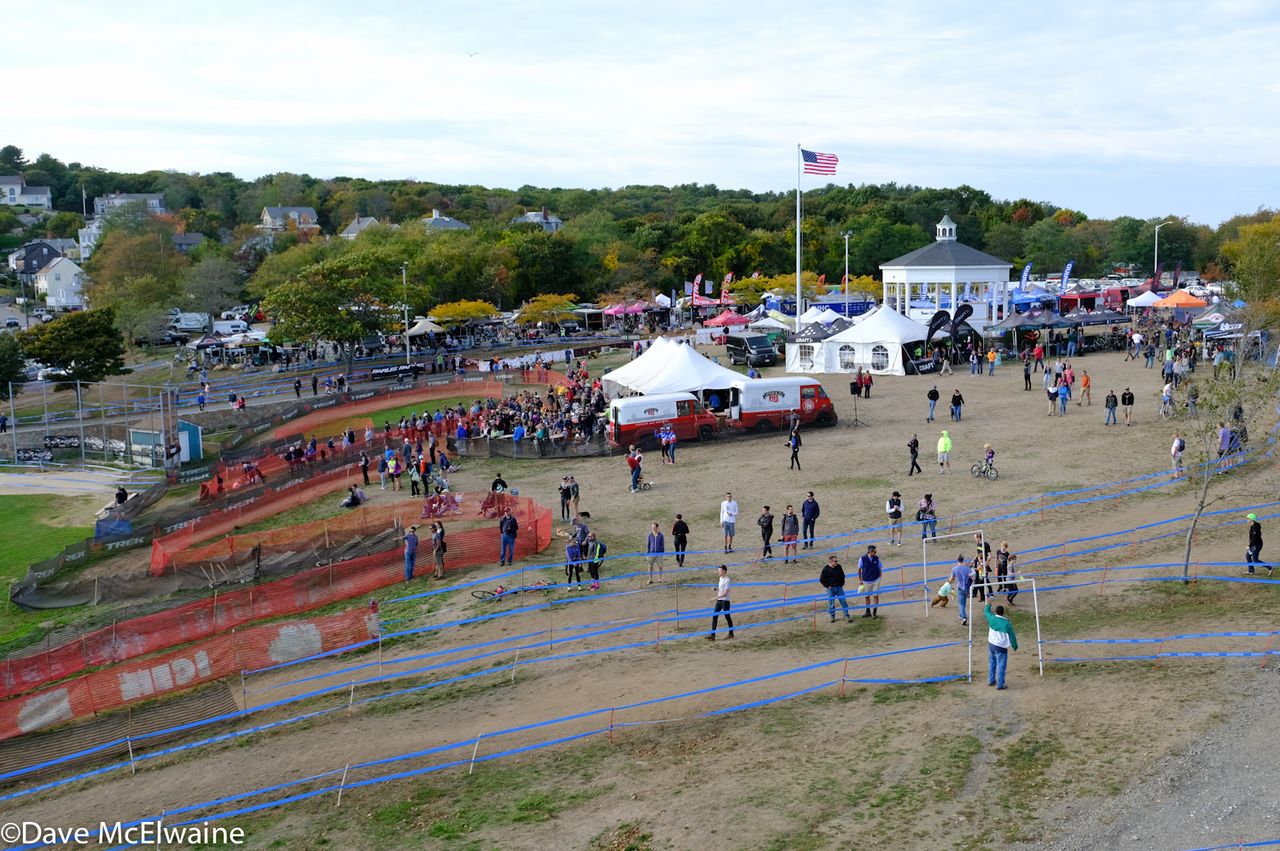 The race venue at Stage Fort Park was quite windy today
