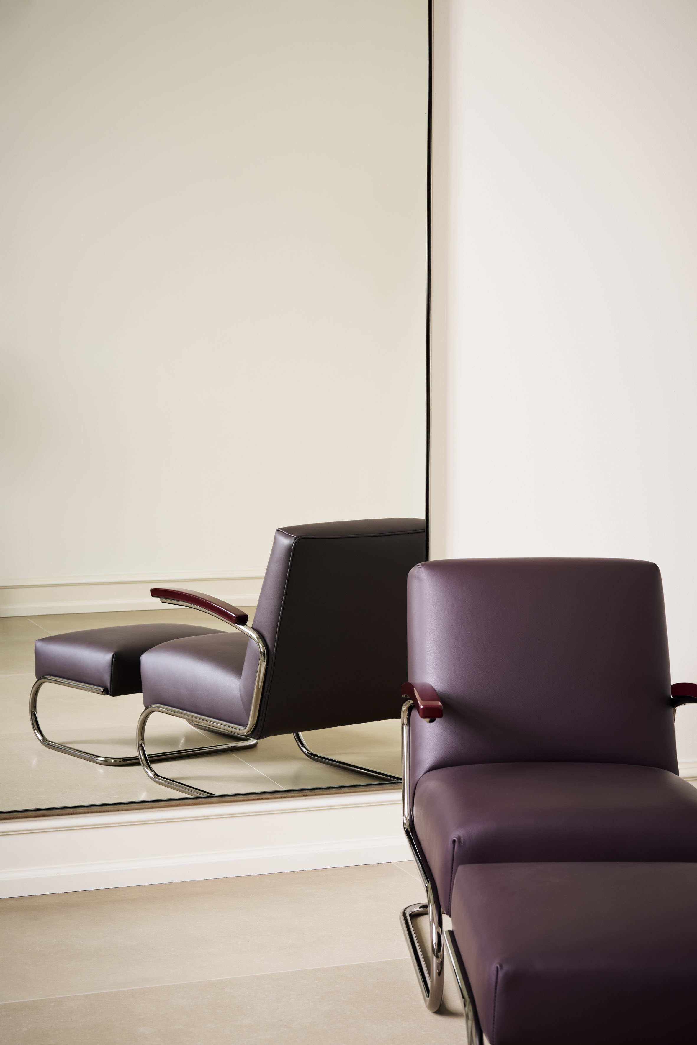 Jil Sander and Thonet S411 chair, Serious, in ruby red