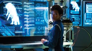 Michael Burnham examines a Tardigrade, which was the result of scientific research combined with a cool look 