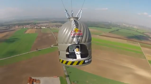 A still from the LEGO space jump video created by the Model Maker Faire to recreate skydiver Felix Baumgartner&#039;s epic feat, the world&#039;s highest skydive, of Oct. 14, 2012.