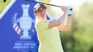 Gemma Dryburgh takes a shot in a practice round for the 2023 Solheim Cup