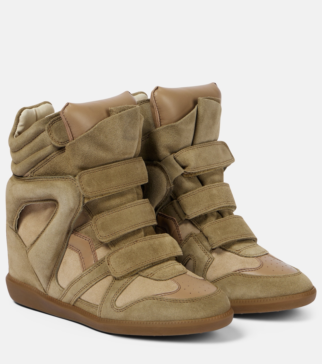 Bekett Leather and Suede Wedge Sneakers