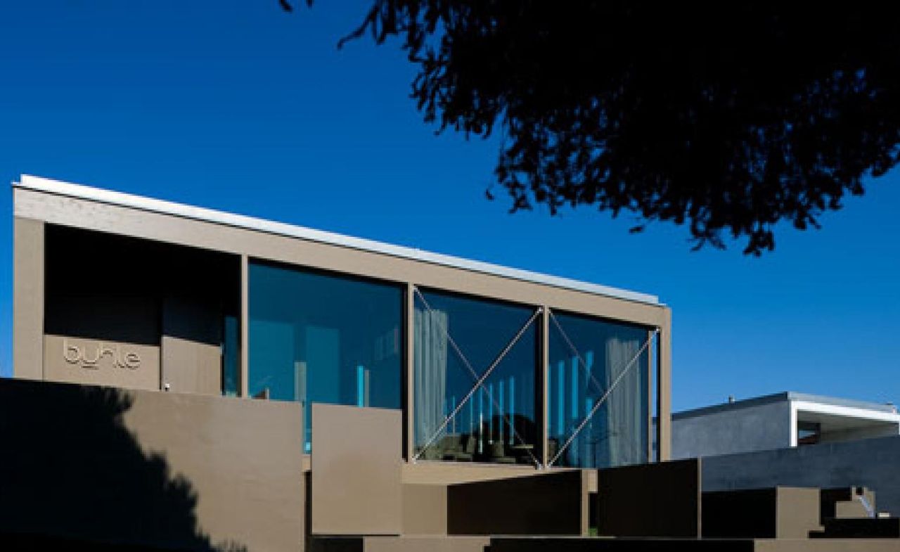 A restuarant, bar and teahouse, architect Miguel Ribeiro de Sousa’s wood and glass structure is built around an airy grided framework that acts as an ideal