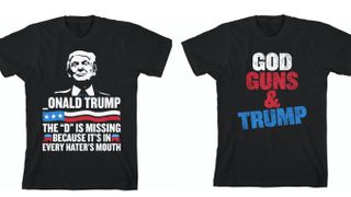 A picture of the Kid Rock pro-Trump t-shirts