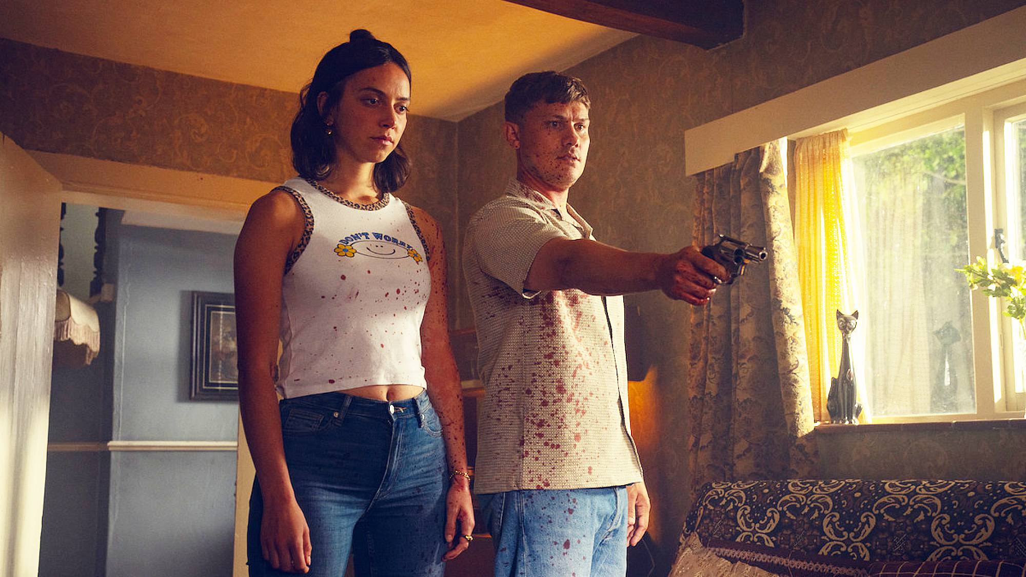 Maeve Courtier-Lilley as Dee Dee and Jon Pointing as Ash in &quot;Run Away&quot; on Netflix