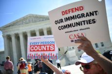 Protests against a census citizenship question at the Supreme Court.