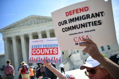 Protests against a census citizenship question at the Supreme Court.