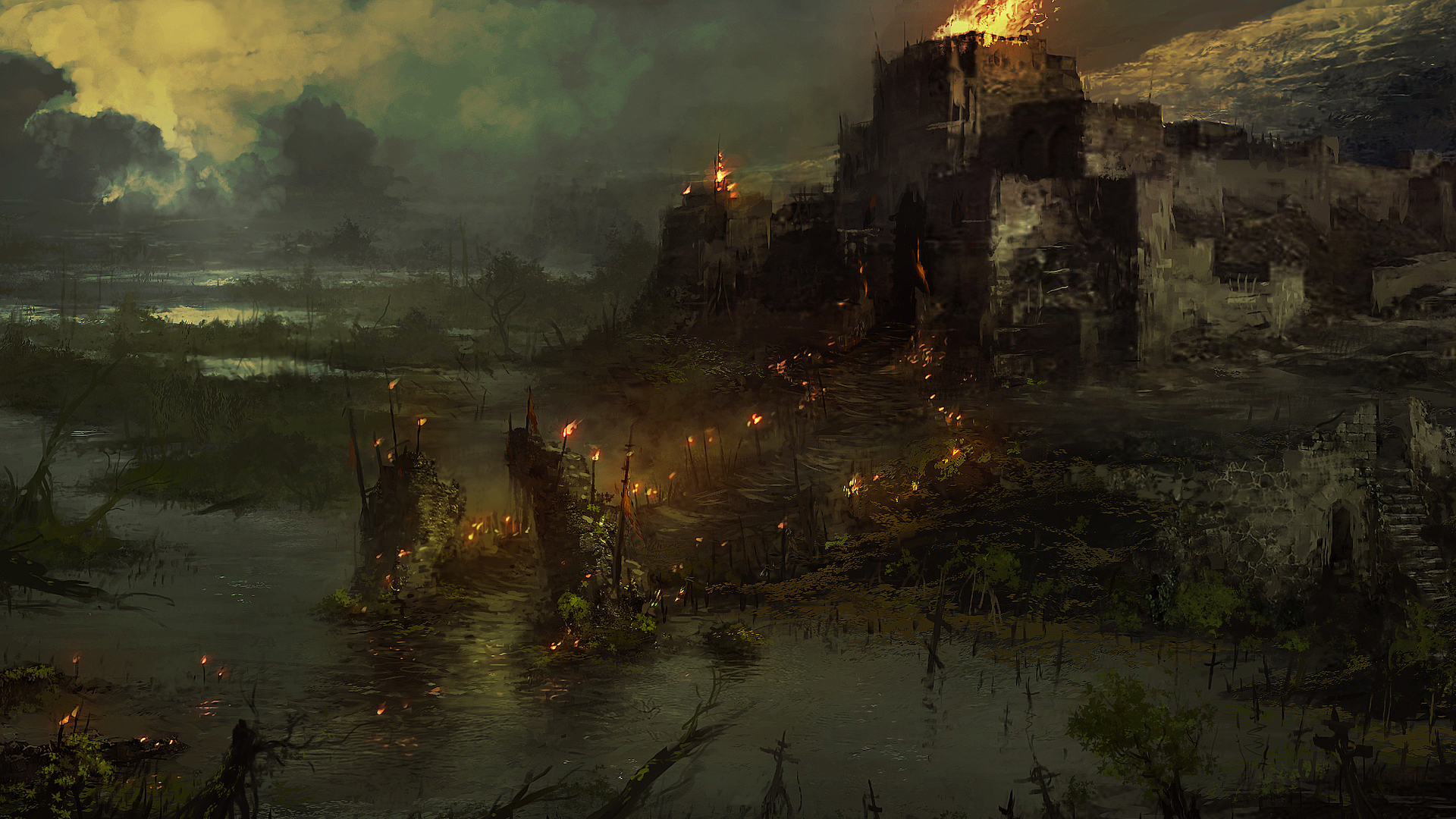 Concept art for a new area in Diablo 4