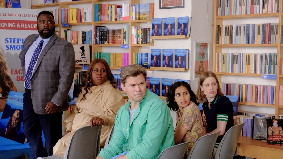 Bashir Salahuddin, Alex Newell, Andrew Rannells, Aparna Nancherla and Kelly McCormack in Another Simple Favor