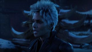 Halle Berry standing in the middle of a snowy night in X-Men: Days of Future Past.