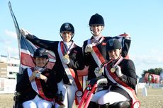 The British team with their gold medals at the European para dressage championships