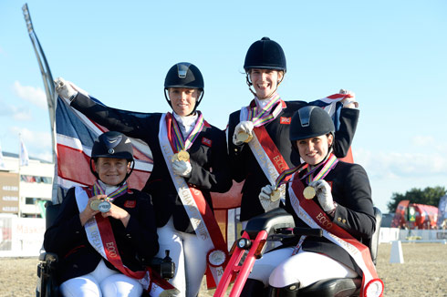 The British team with their gold medals at the European para dressage championships