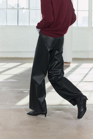 Faux Leather Straight Leg Pants Zw Collection