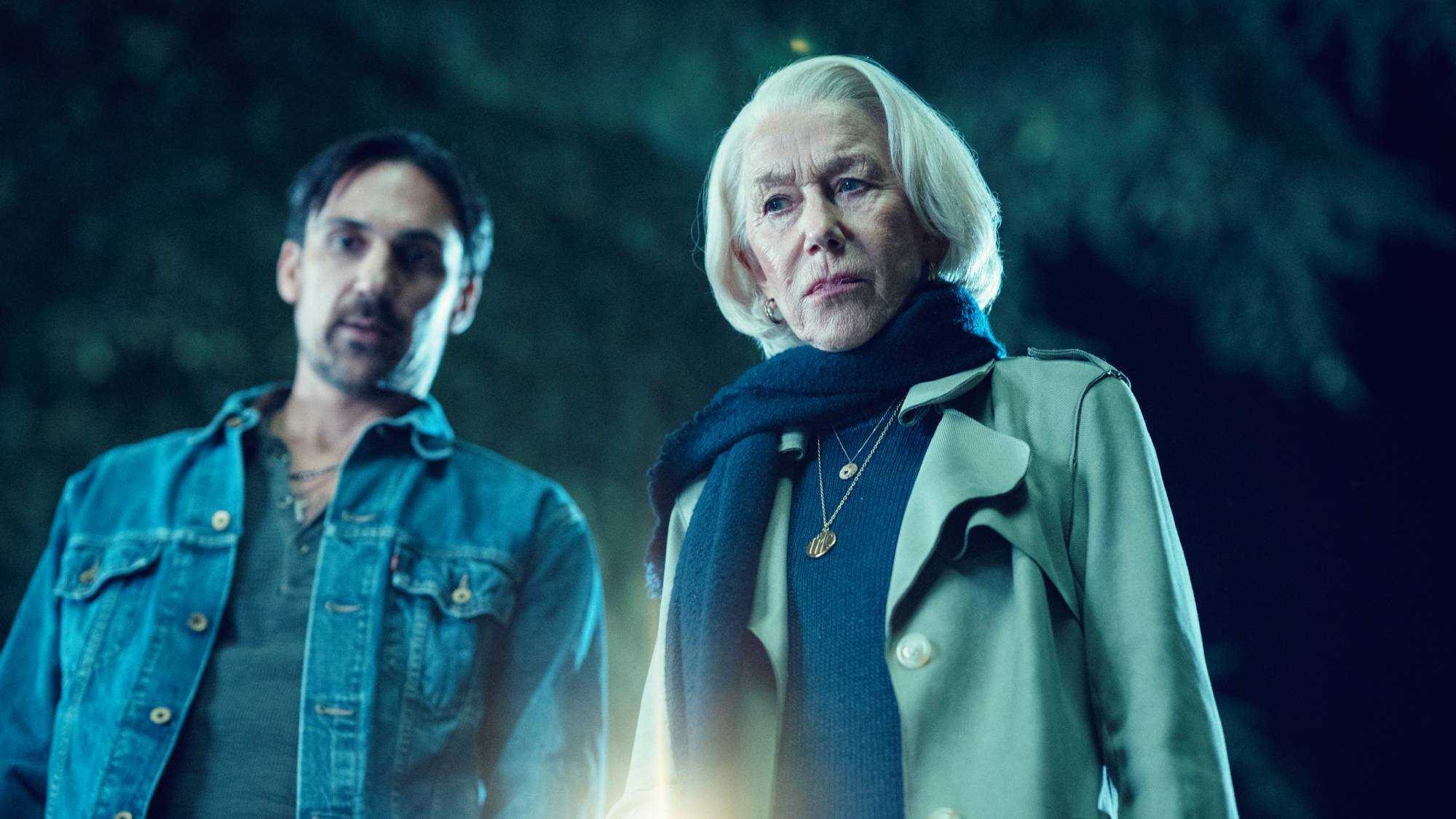 Henry Lloyd Hughes and Helen Mirren in "The Thursday Murder Club" on Netflix
