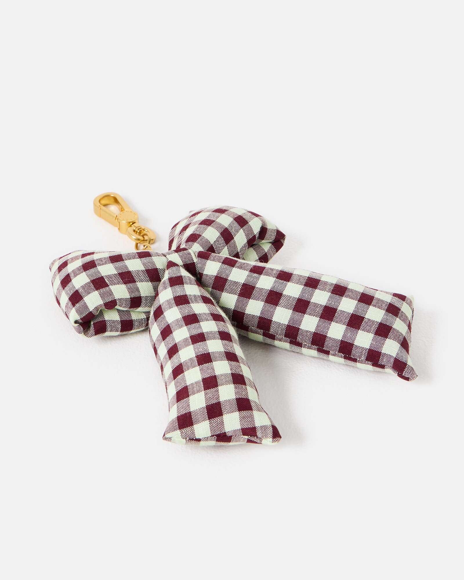 Bree Burgundy &amp;amp; Green Gingham Bow Bag Charm | Oliver Bonas