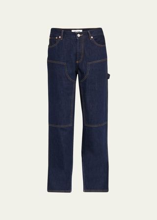 Subway Mid-Rise Straight Topstitch Jeans