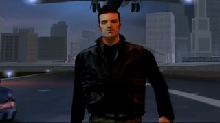 GTA 3 main character walking down airport runway