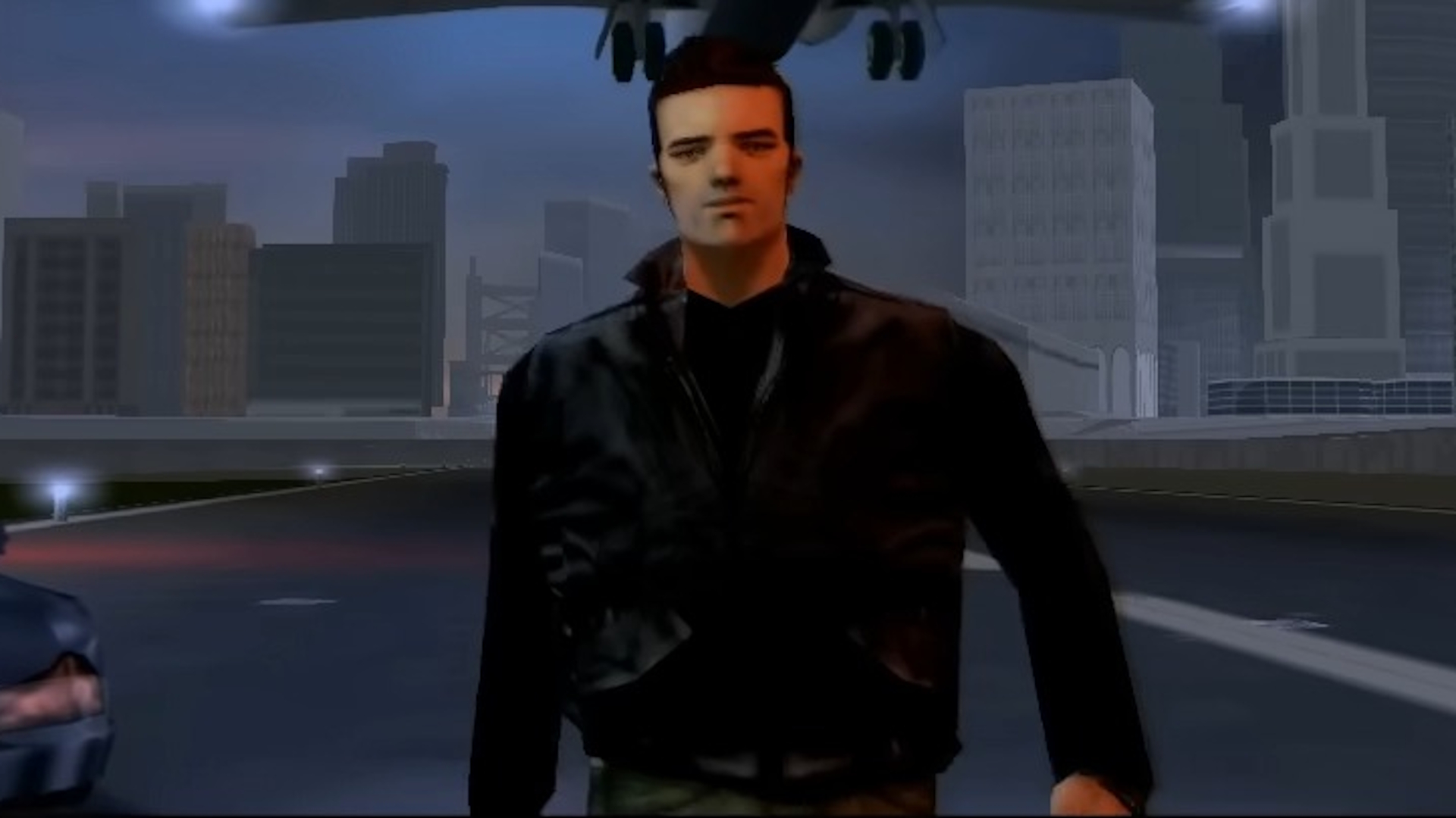 GTA 3 main character walking down airport runway