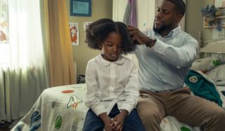 Kevin Hart tries to do Melody Hurd's hair in Fatherhood.