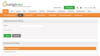 OrangeHRM Employment Status Page