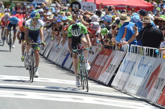 Gesink (Belkin) led Daryl Impey and Cadel Evans across the line